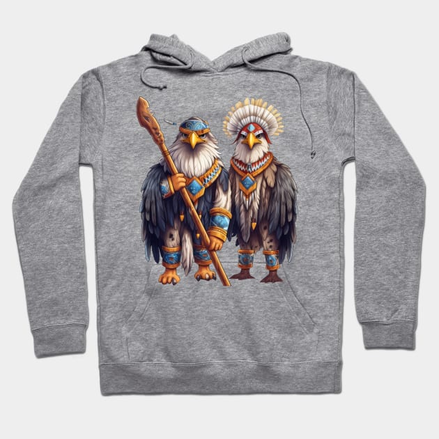 Native American Couple Eagle Hoodie by Chromatic Fusion Studio